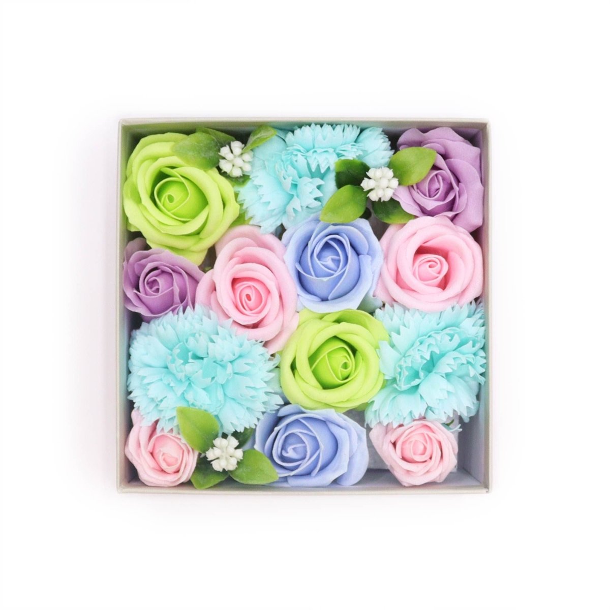 Square Box - Baby Blessings - BluesSoap Flower Gift BoxesHeart Notes