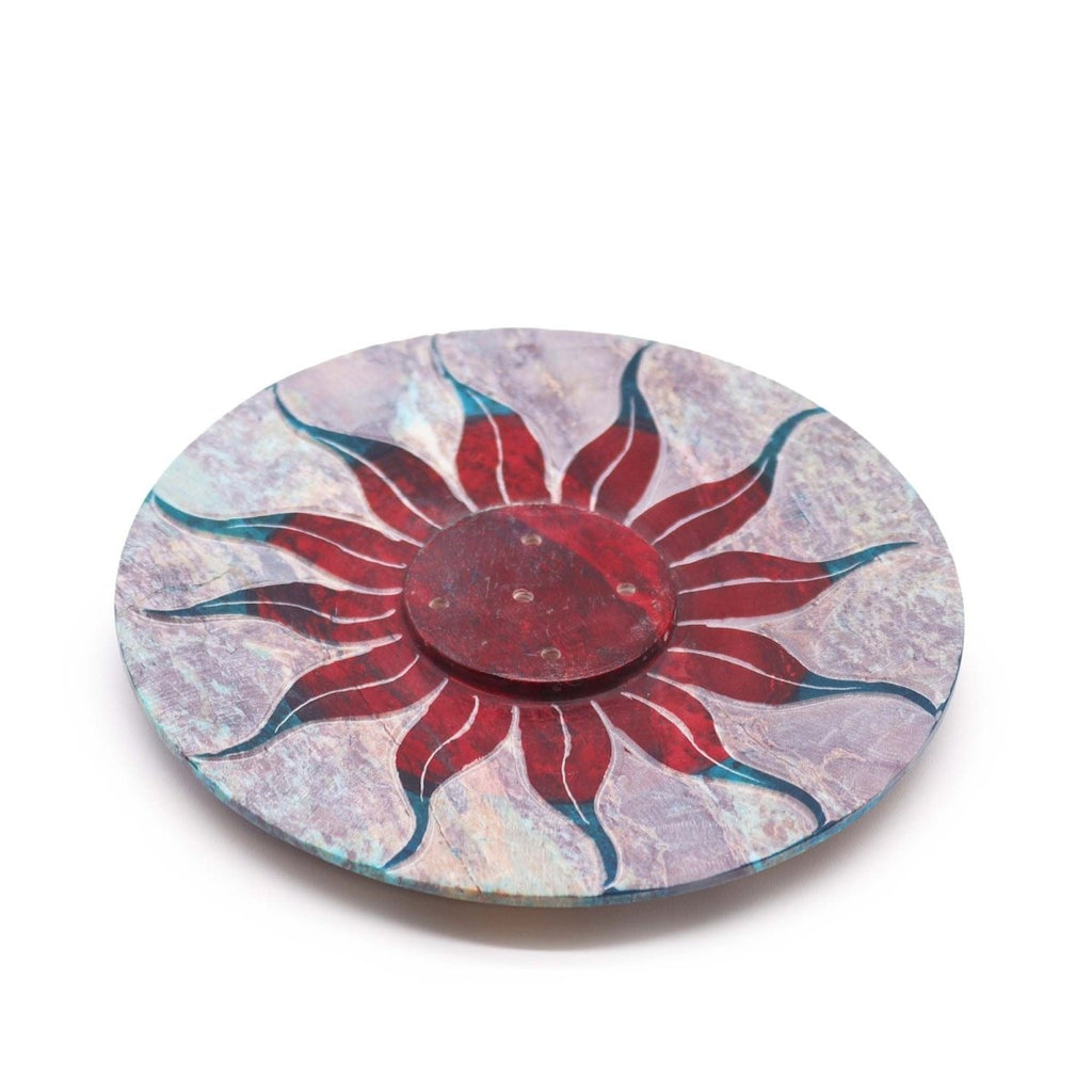 Soapstone Disc Incense Holder - Sun Flower (5 stick holder)Soapstone Incense HoldersHeart Notes