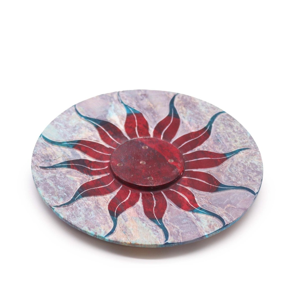 Soapstone Disc Incense Holder - Sun Flower (5 stick holder)Soapstone Incense HoldersHeart Notes