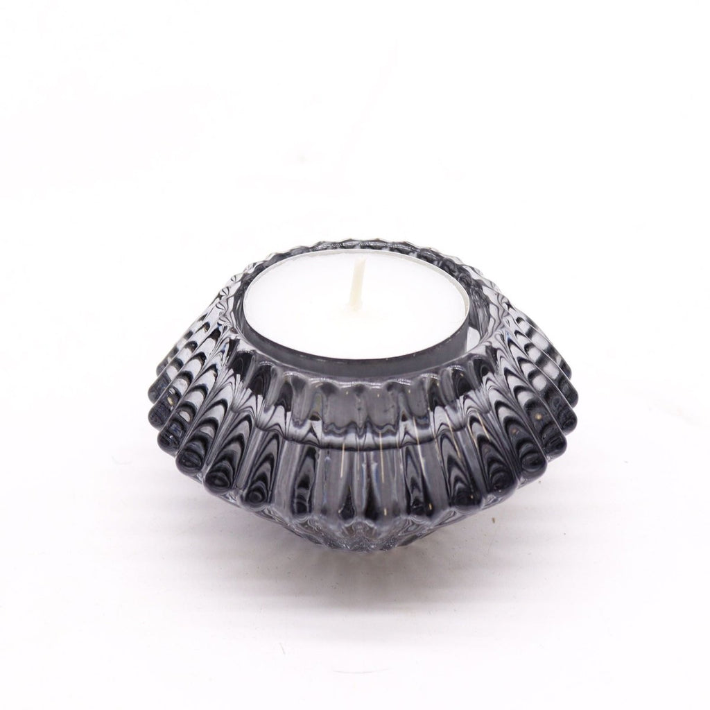 Flower Flip Dinner Candle / Tealight Holder - Midnight GreyGlass Candle Holders & JarsHeart Notes