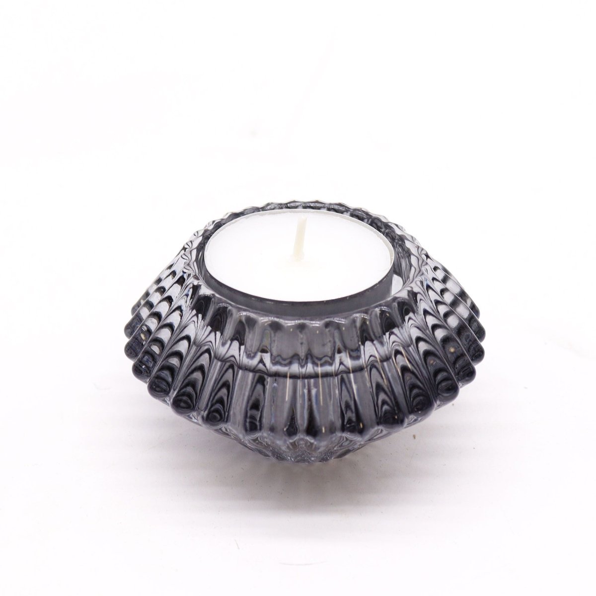 Flower Flip Dinner Candle / Tealight Holder - Midnight GreyGlass Candle Holders & JarsHeart Notes