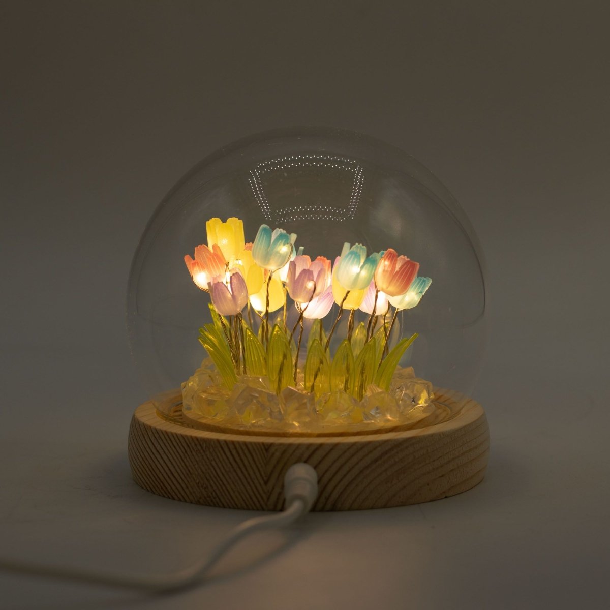Floral Glow Garden Dome - 20 Multi Tulips - LED USBFloral Glow Garden DomeHeart Notes