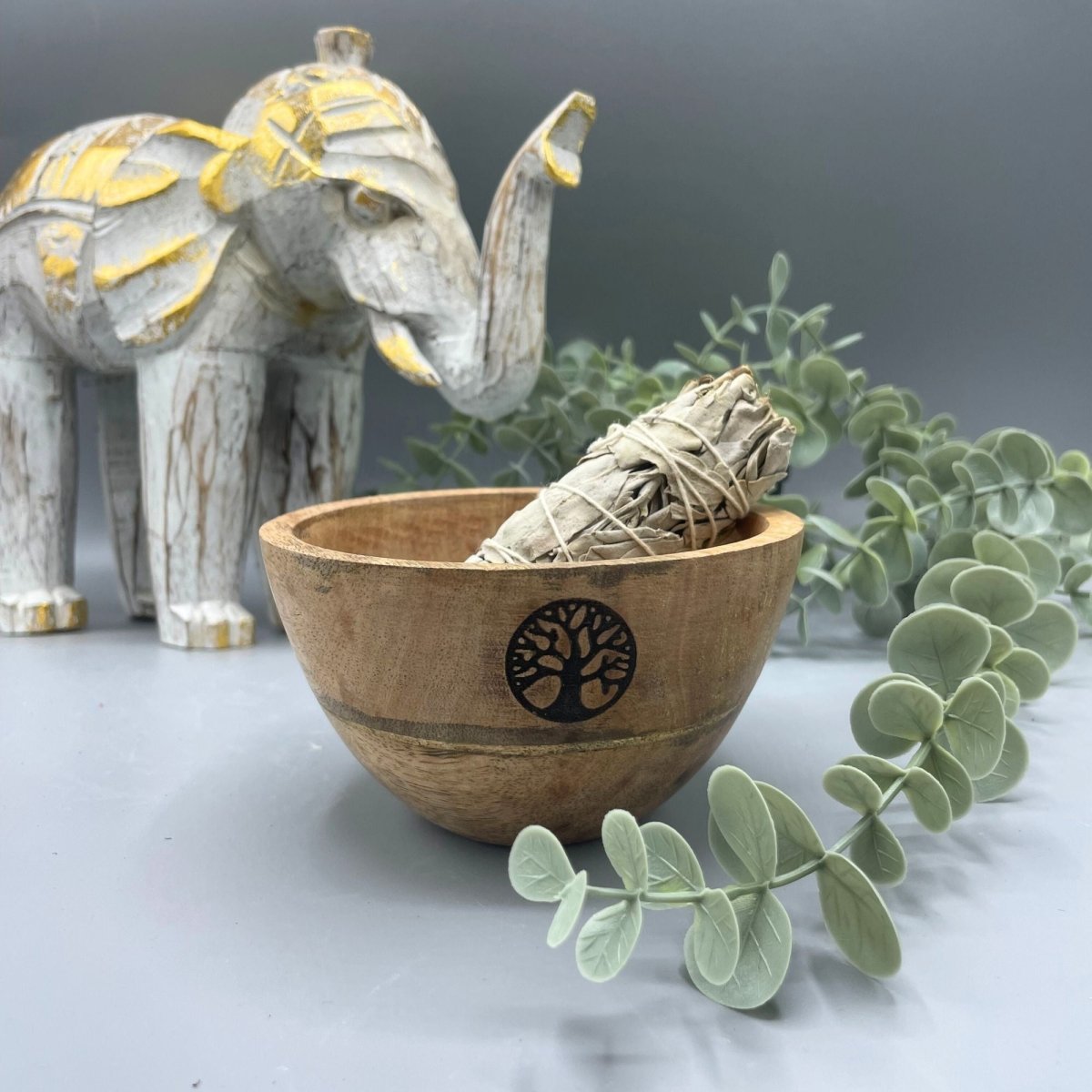 Wooden Smudge and Ritual Offerings Bowl - Tree of Life - 11x7cmWooden Smudge and Ritual Offerings BowlHeart Notes
