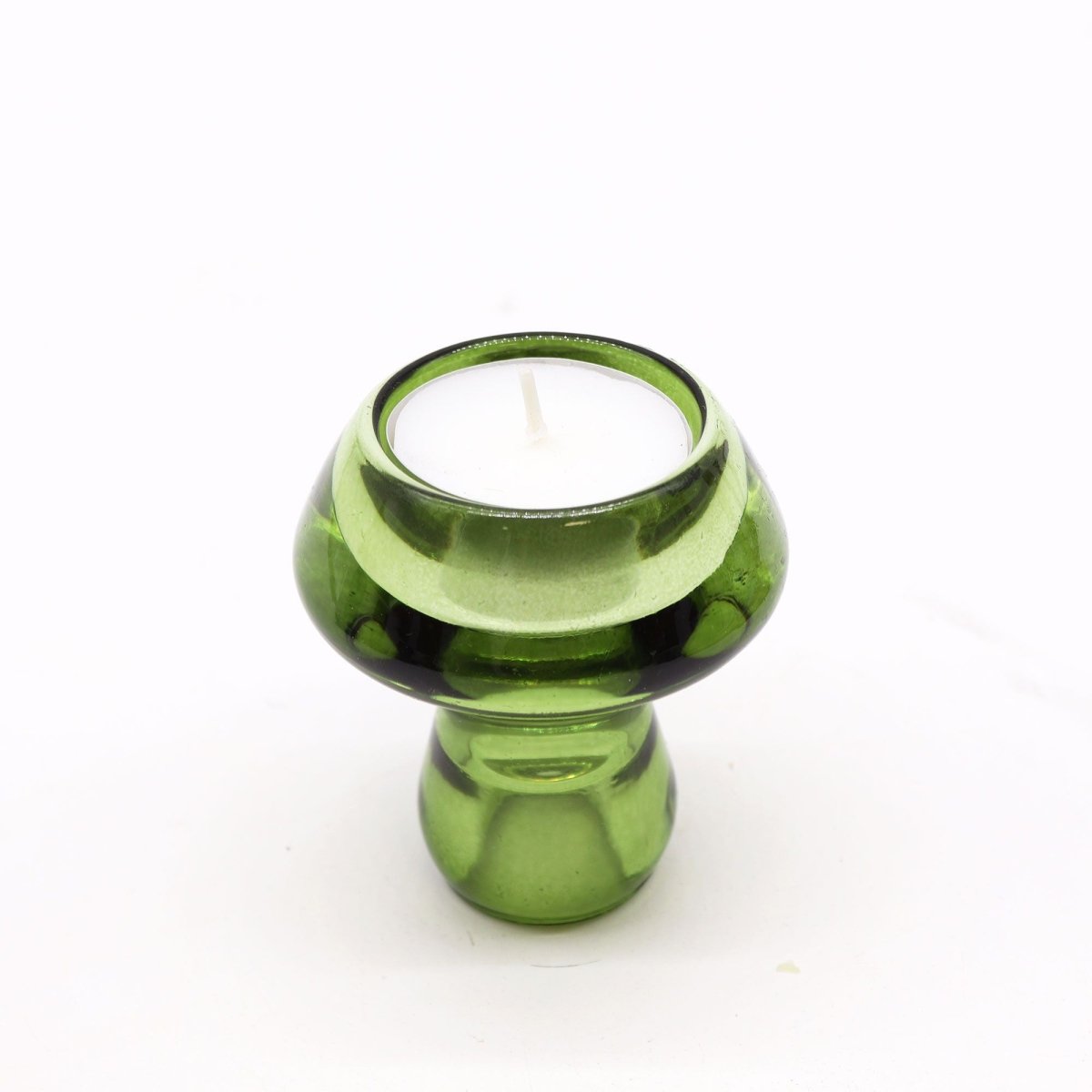 Mushroom Flip Dinner Candle / Tealight Holder - Garden JadeGlass Candle Holders & JarsHeart Notes