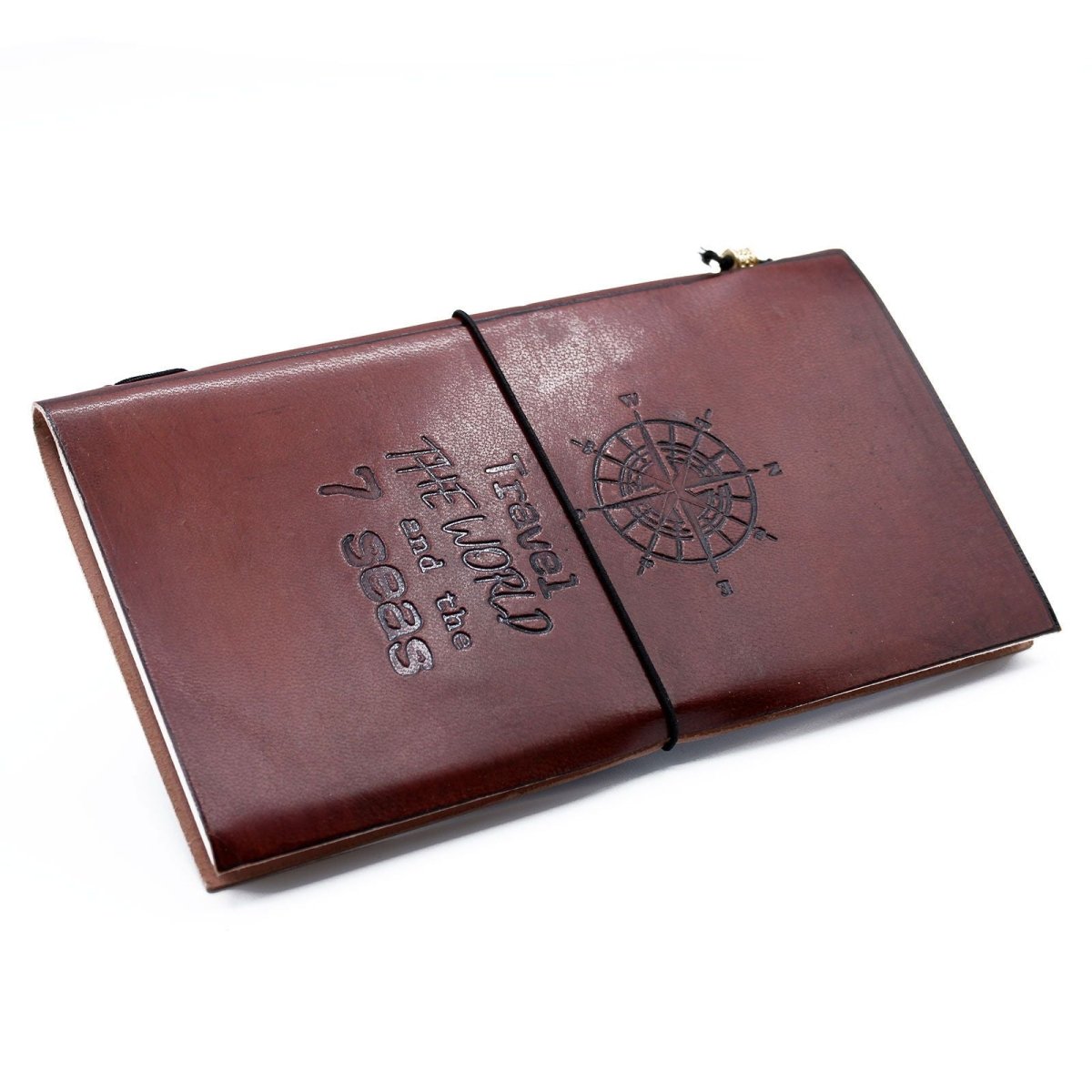 Handmade Leather Journal - Travel the World - Brown (80 pages)Leather JournalsHeart Notes