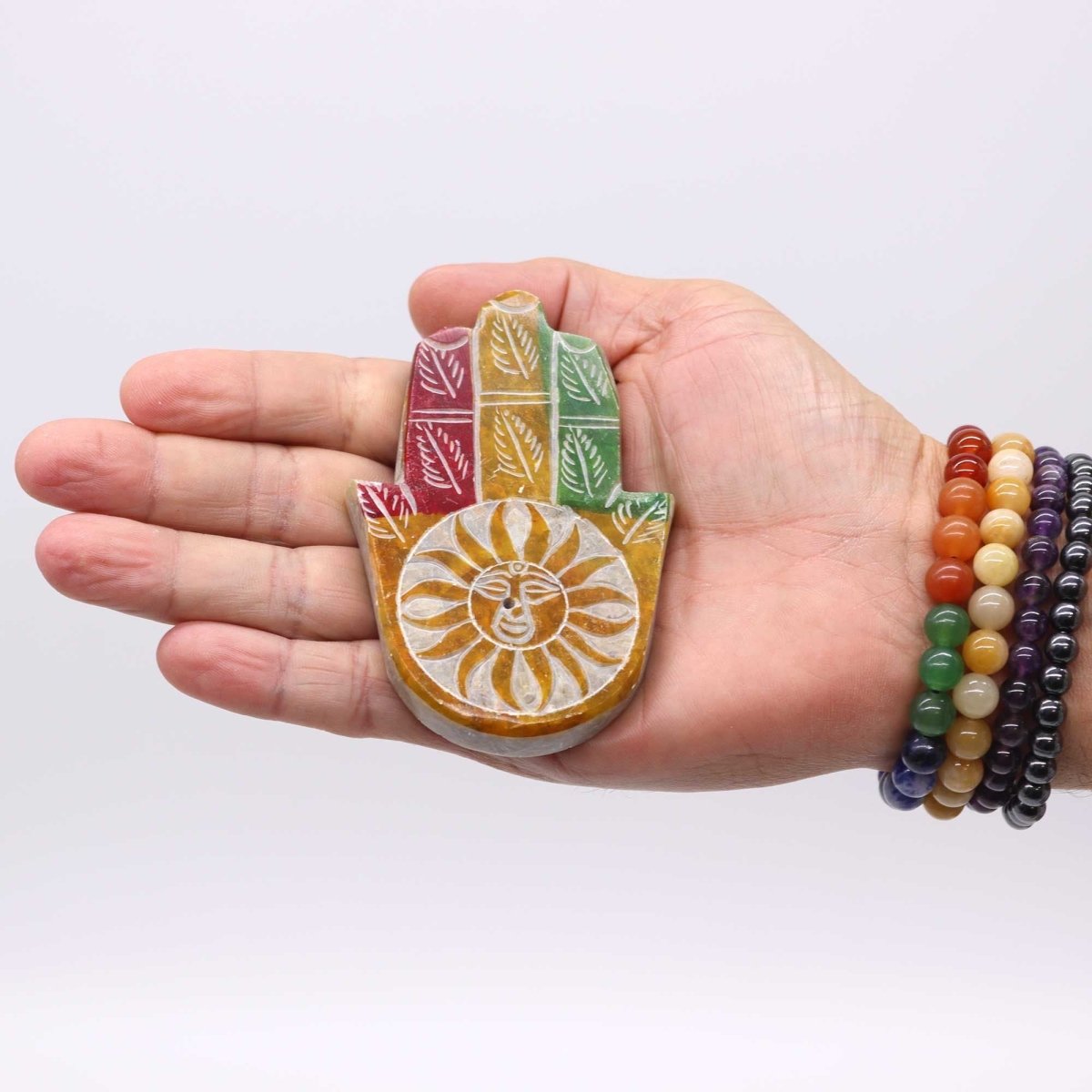 Soapstone Hamsa Incense Holder - Sun FaceSoapstone Incense HoldersHeart Notes