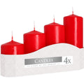 Set of 4 Pillar Candles 50mm (11/16/22/33H) - RedPillar CandleHeart Notes