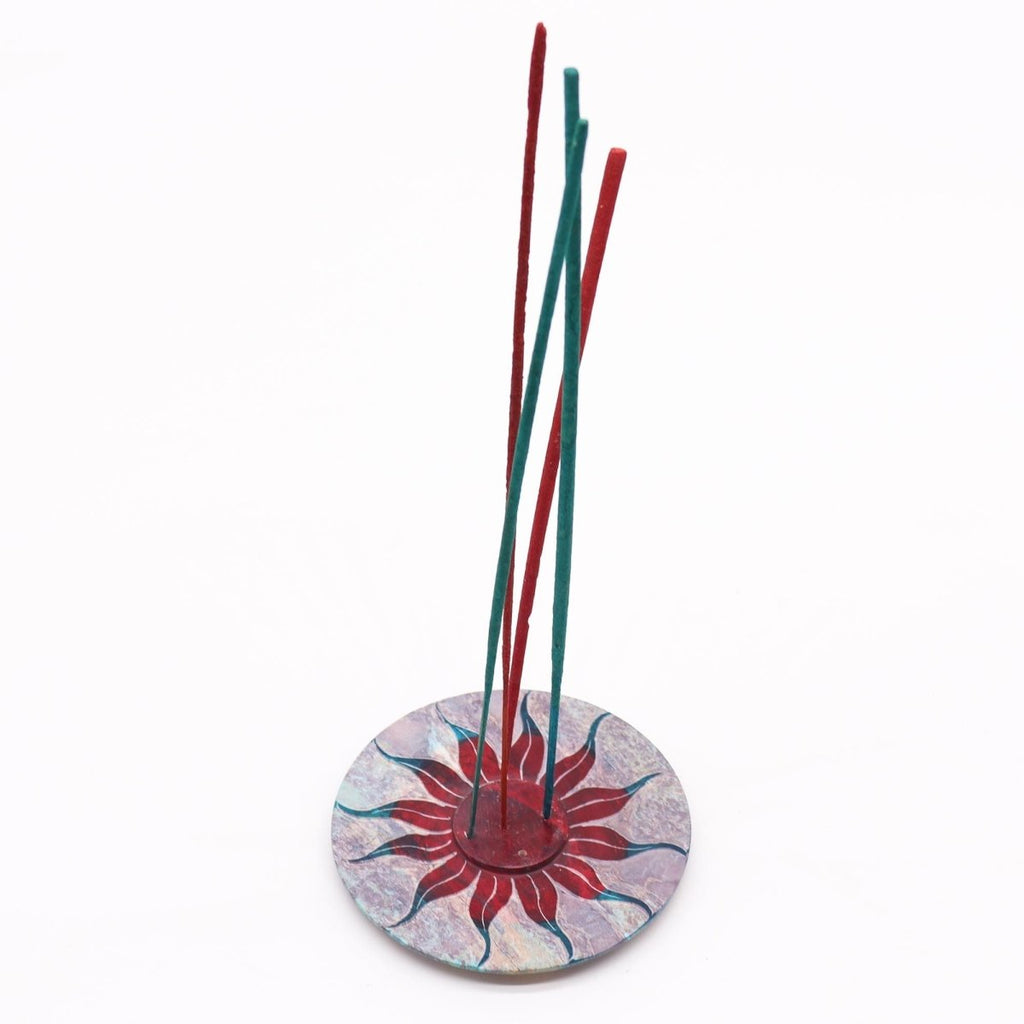 Soapstone Disc Incense Holder - Sun Flower (5 stick holder)Soapstone Incense HoldersHeart Notes