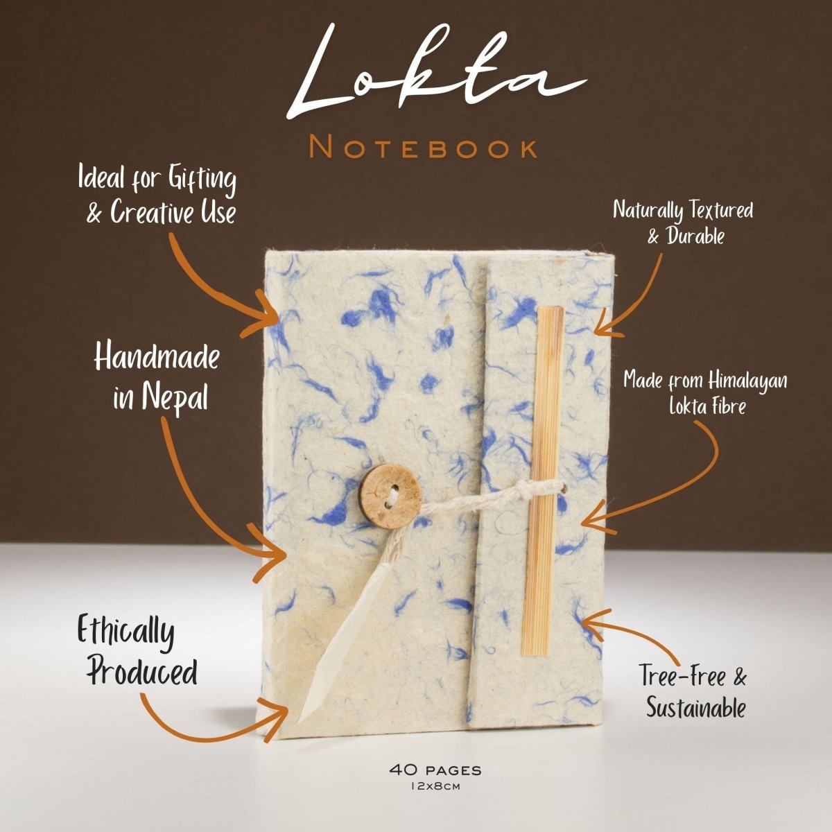 Lokta Mixed Blue Cotton Notebook – Mini (12x8cm) – 40 LeavesLokta Paper NotebooksHeart Notes