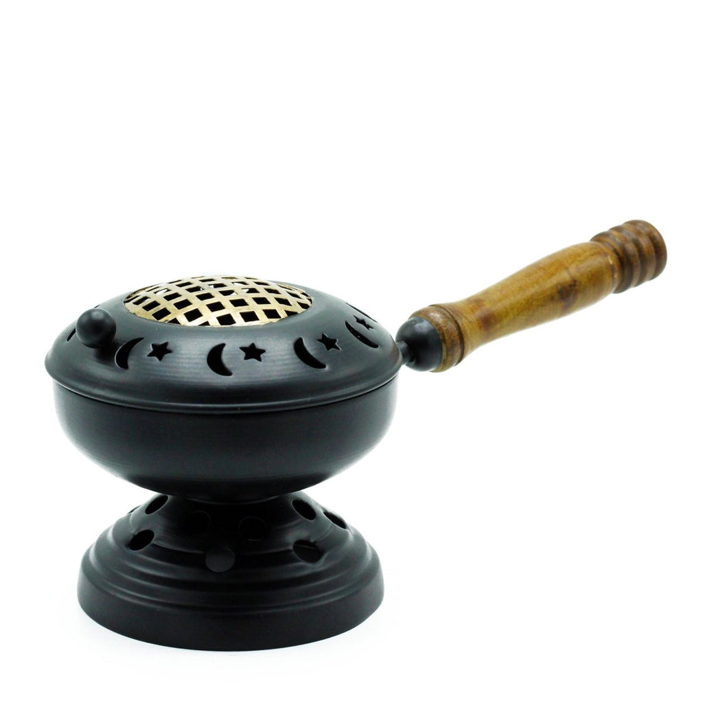 Large Iron Censer on Stand Incense Burner - Gold detailTraditional Brass Incense BurnersHeart Notes