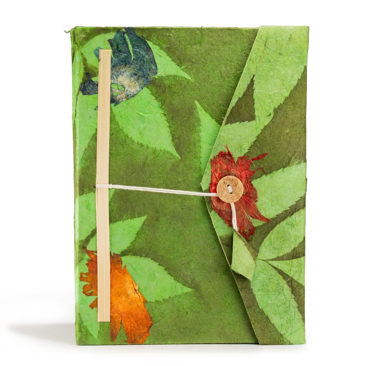 Lokta Bold Floral Notebook – Large (21x15cm) – 45 Leaves – Includes Bookmark – Moss GreenLokta Paper NotebooksHeart Notes