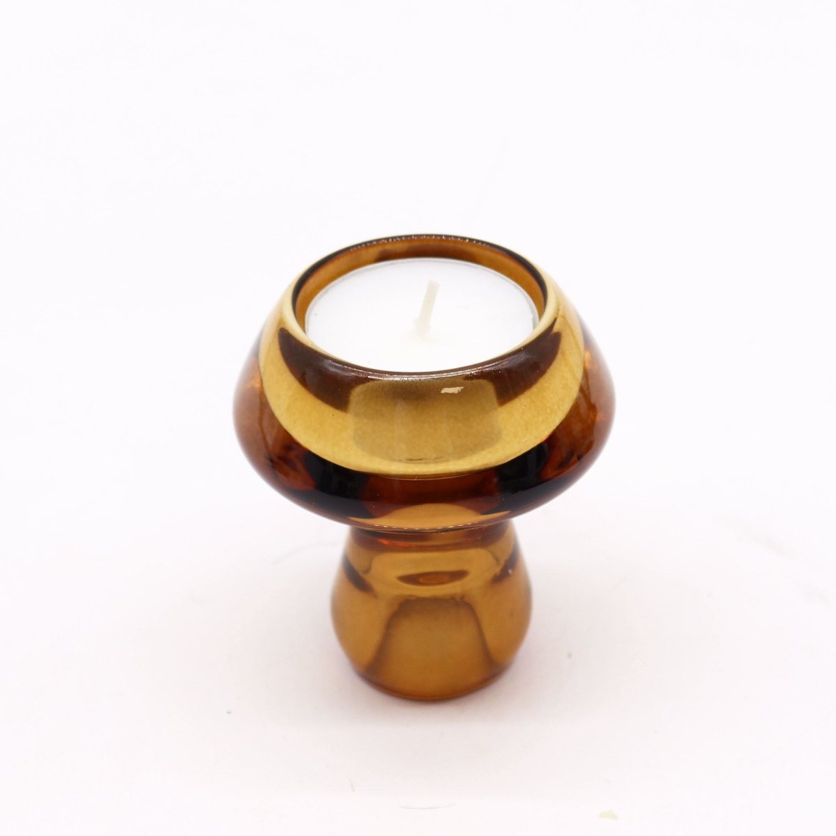 Mushroom Flip Dinner Candle / Tealight Holder - Antique AmberGlass Candle Holders & JarsHeart Notes