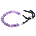 925 Silver Plated Gemstone Black String Bracelet - AmethystGemstones String BraceletsHeart Notes