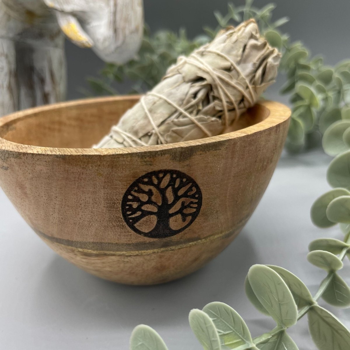 Wooden Smudge and Ritual Offerings Bowl - Tree of Life - 11x7cmWooden Smudge and Ritual Offerings BowlHeart Notes