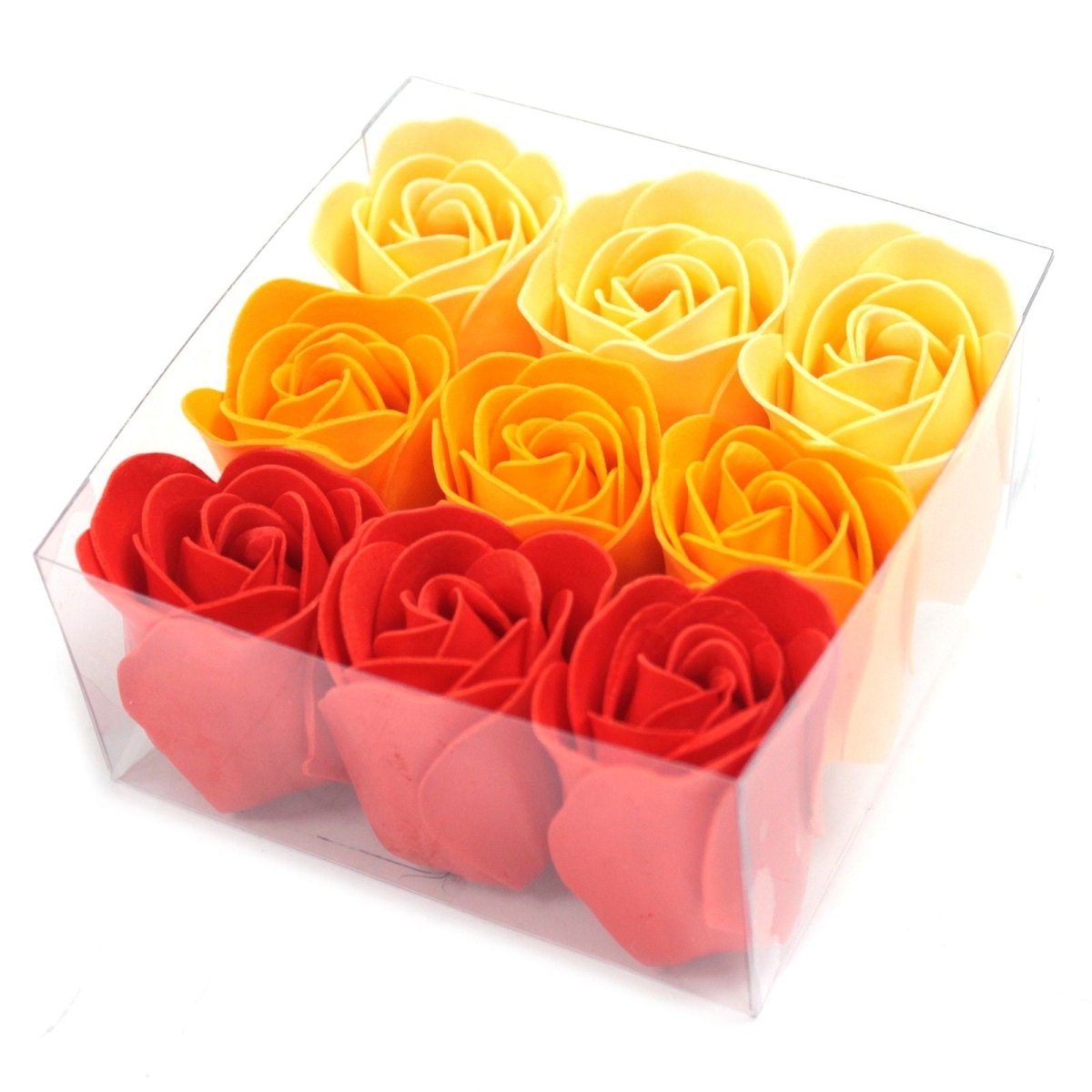 Set of 9 Soap Flower Box - Peach RosesLuxury Soap FlowersHeart Notes