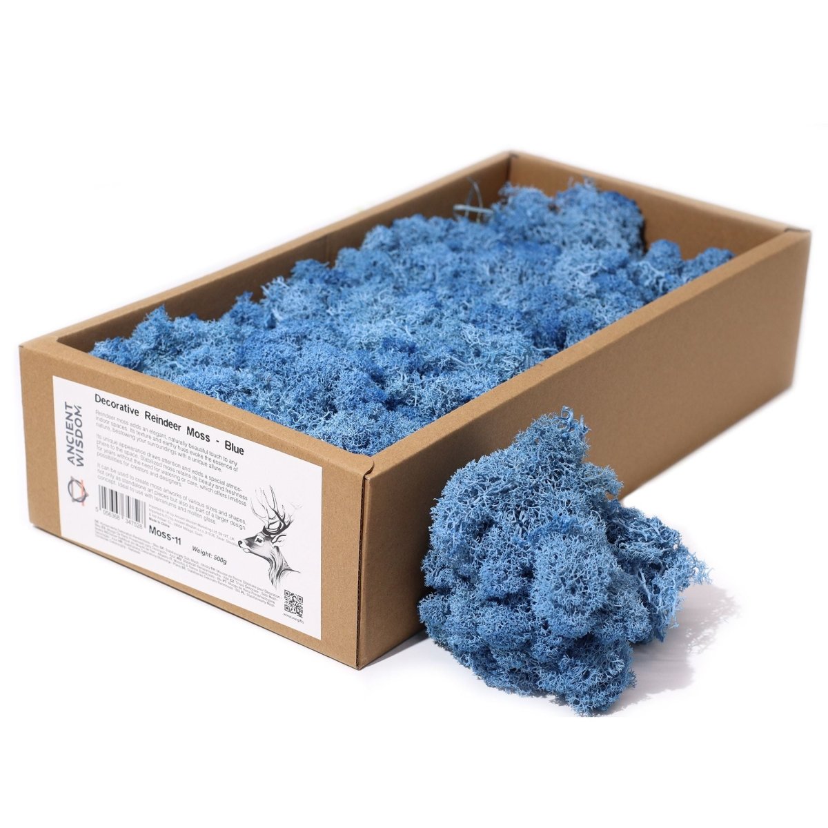 Decoration Reindeer Moss - Blue - (approx 500gm)Decorative Reindeer MossHeart Notes