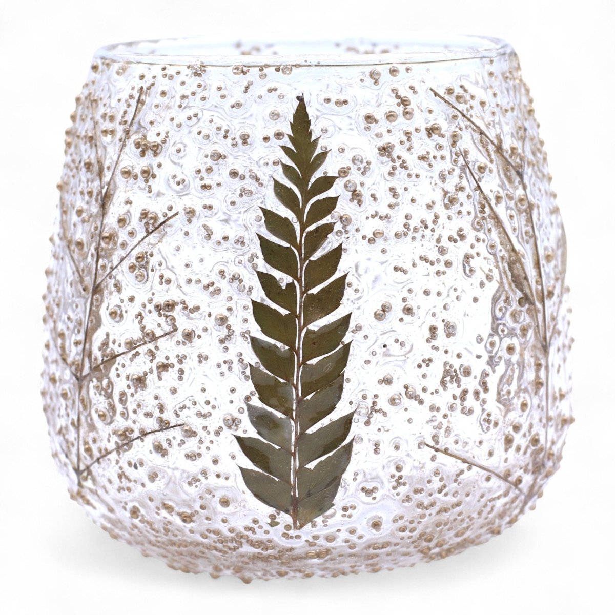 Natural Floral Glass - Straight Candle Holder - Pino - (10x9cm)Natural Floral Glass Candle HoldersHeart Notes