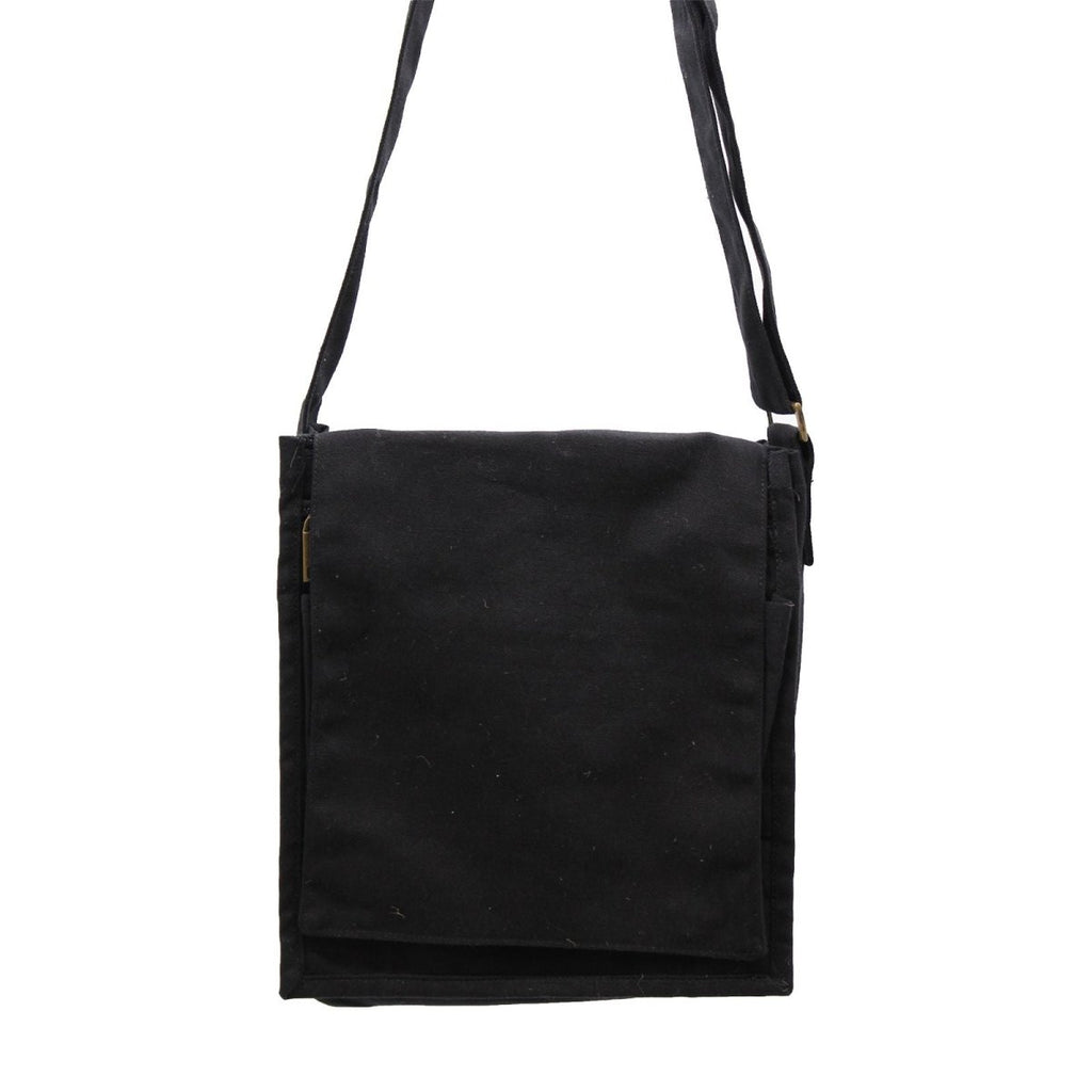 Cotton Canvas Messenger Bag - BlackCotton Canvas Messenger BagHeart Notes