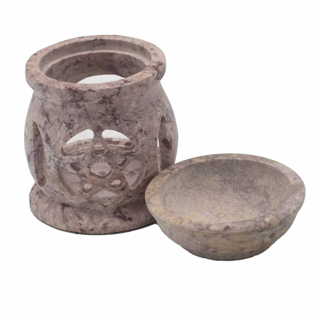 Small Soapstone Oil Burner 8cm - Three Moon PentagonSoapstone Oil BurnersHeart Notes