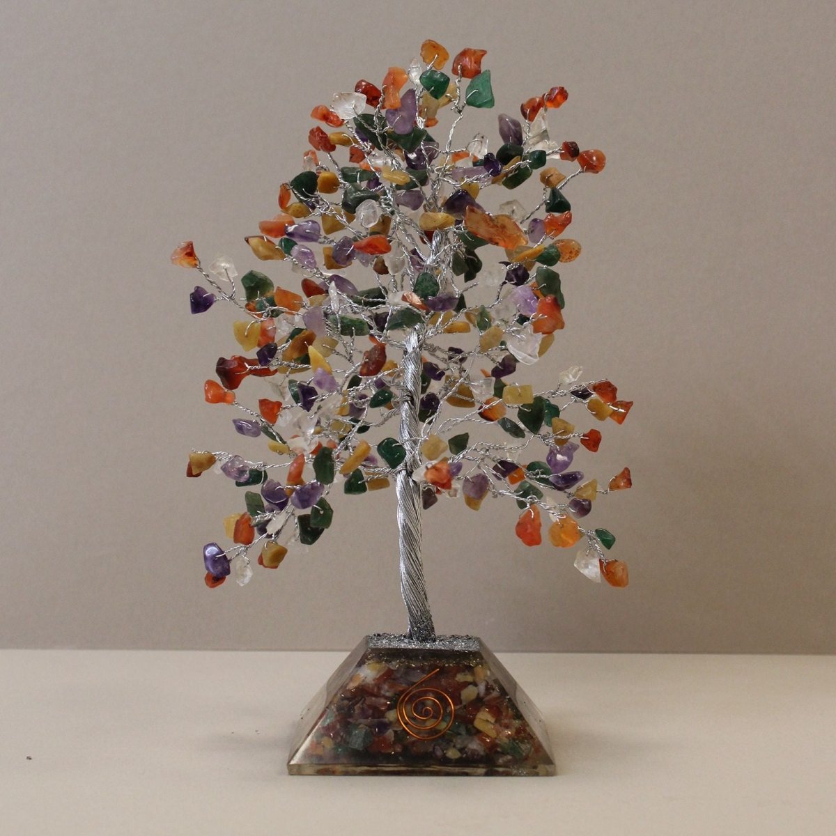 Gemstone Tree with Organite Base - 320 Stone - MultiGemstone Tree with Orgonite BaseHeart Notes
