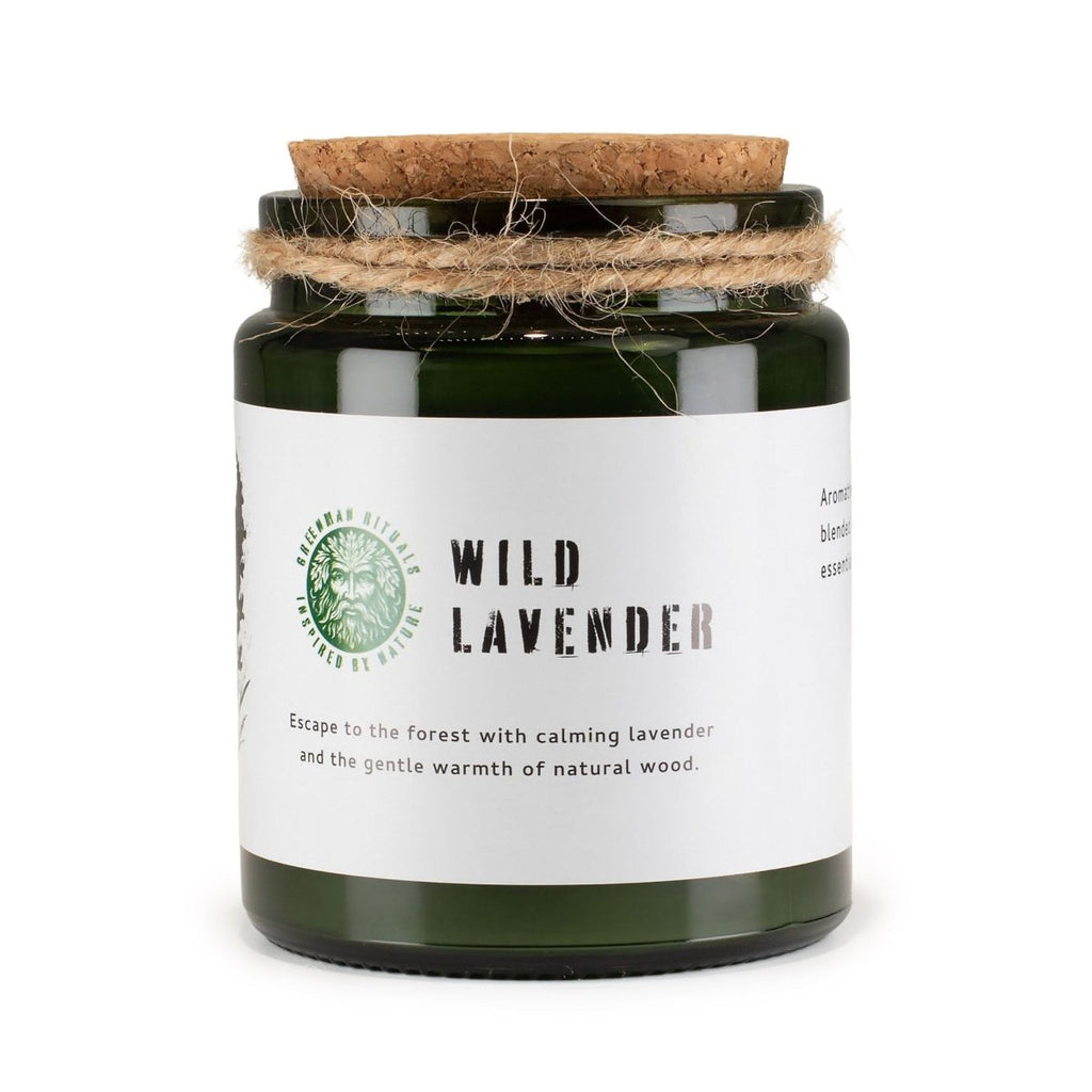 Greenman Woodwick Soy Candle - Wild LavenderGreenman Rituals Woodwick Soy CandlesHeart Notes