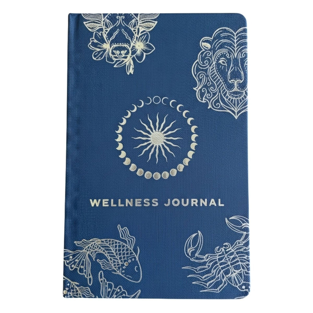 Midnight Blue Wellness Journal - 120 pages - Silver ZodiacWellness & Gratitude NotebooksHeart Notes