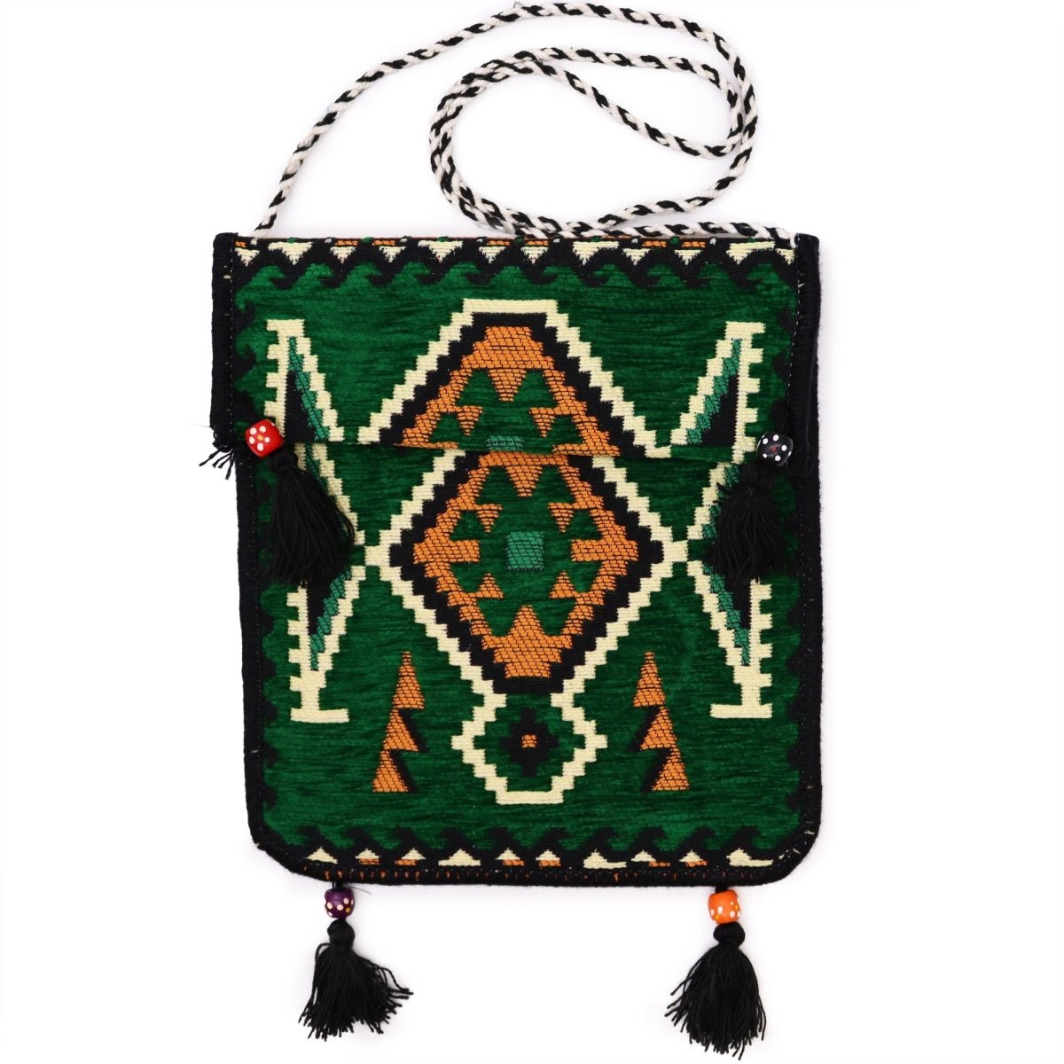 Emerald Green Kilim Messenger Festival BagKilim Messenger Festival BagHeart Notes