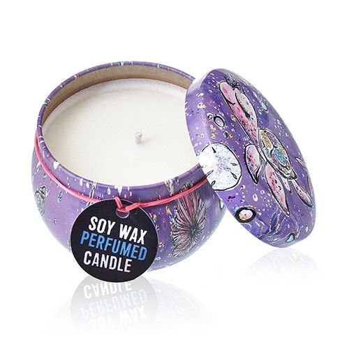 Art Tin Candle - Assorted Design - Sea life - RasberryArt Tin CandlesHeart Notes
