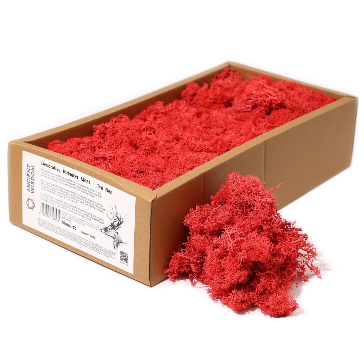 Decoration Reindeer Moss - Fire Red - (approx 500gm)Decorative Reindeer MossHeart Notes