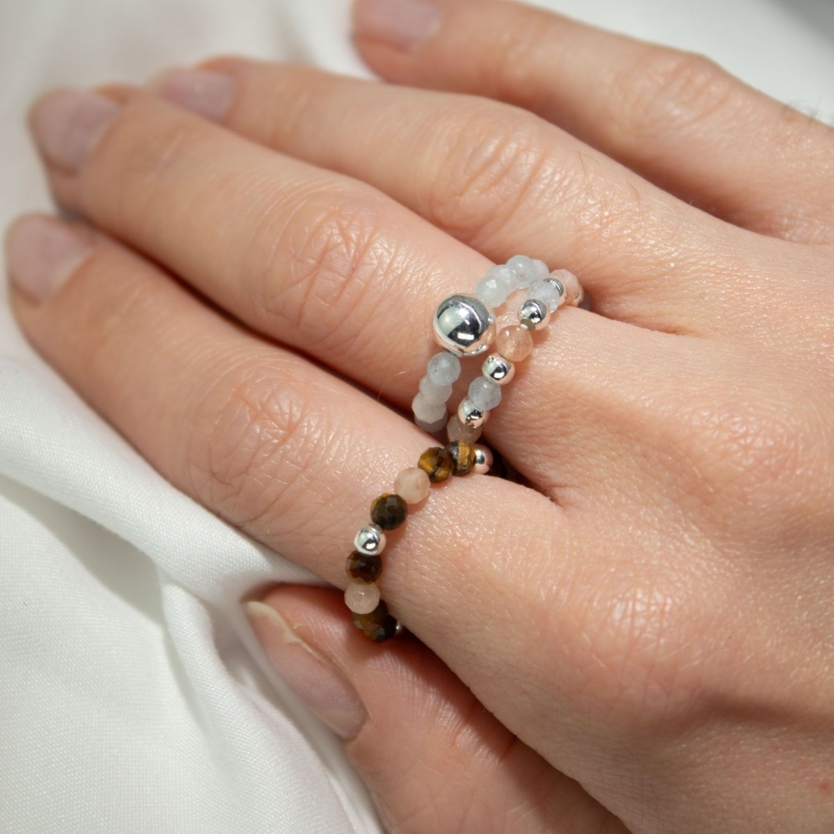 Nymph Spirit Gemstone Ring Set - Sea SunsetNymph Nature Inspired Gemstone Ring SetsHeart Notes