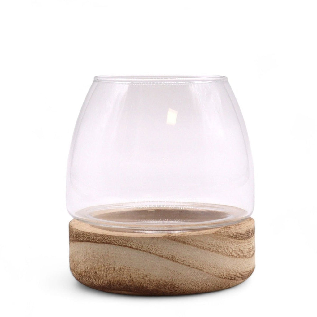 Mini Terrarium on Natural Tung WoodGlass TerrariumsHeart Notes