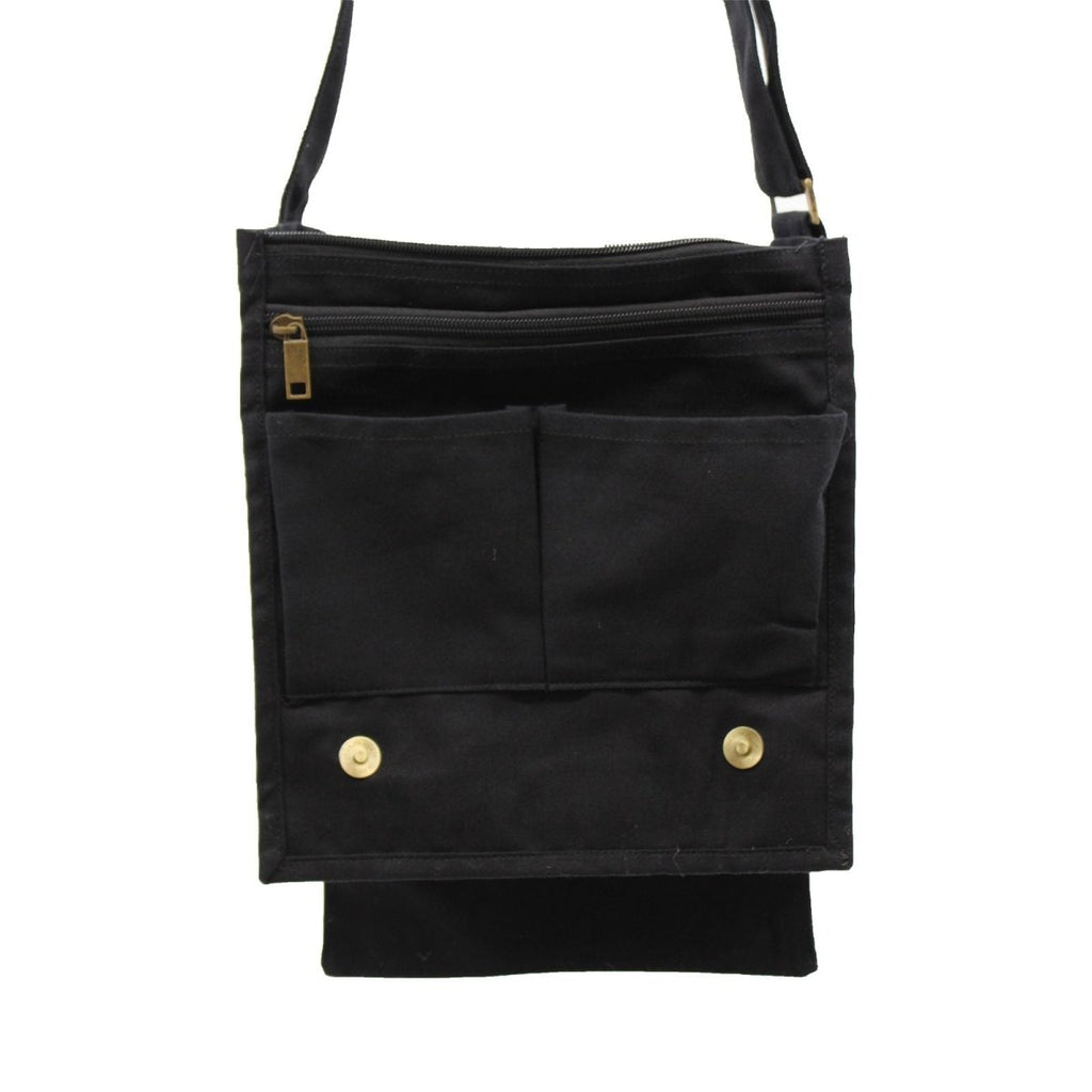Cotton Canvas Messenger Bag - BlackCotton Canvas Messenger BagHeart Notes