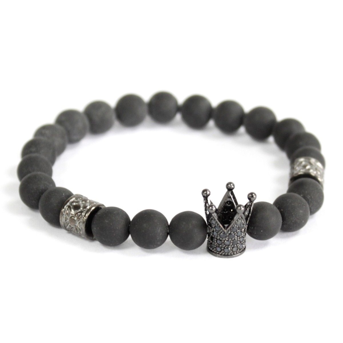 Crystal Crown / Black Agate - Gemstone BraceletBoho Bling Gemstone BraceletsHeart Notes
