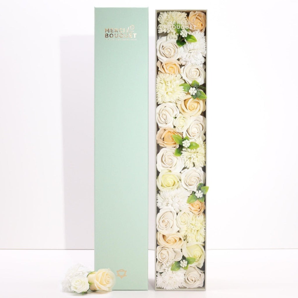 Extra Long Box - Wedding Blessings - White & IvorySoap Flower Gift BoxesHeart Notes