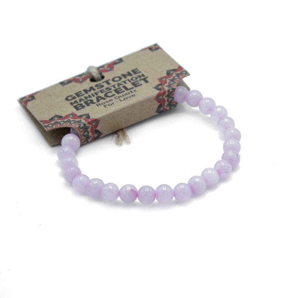 Gemstone Manifestation Bracelet - Rose Quartz - LoveGemstone Bracelets for ManifestationHeart Notes