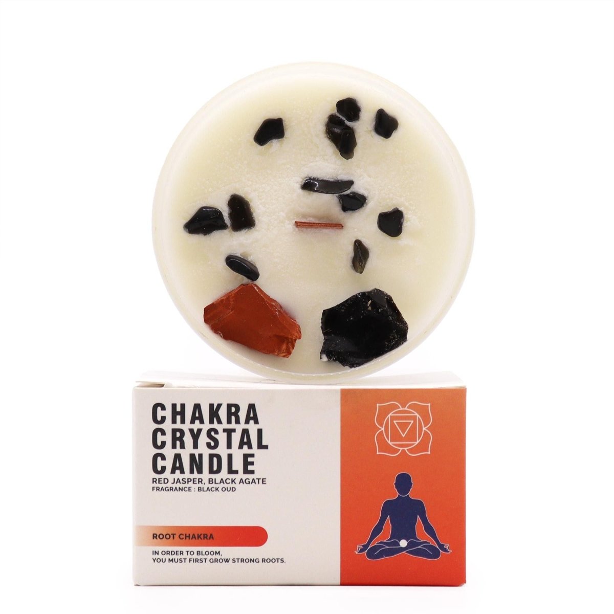 Chakra Crystal Candles - Root ChakraChakra Crystal CandlesHeart Notes