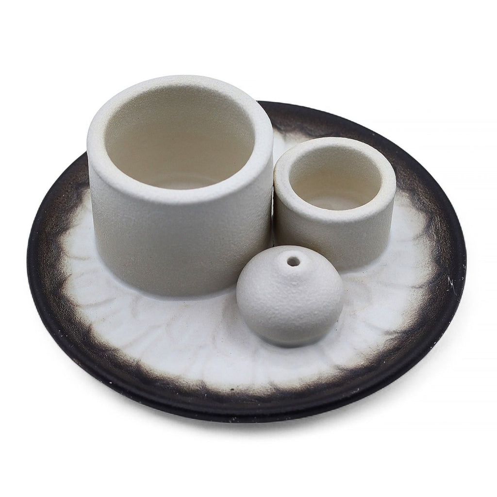 Palo Santo Stick & Smudge Holder - Mandala - White & GreyCeramic Palo Santo Stick & Smudge HolderHeart Notes