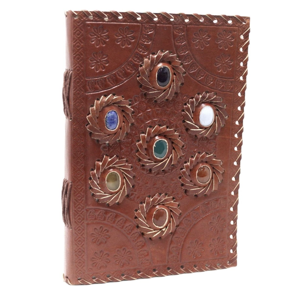 Leather Chakra Stone Notebook (6x9")Leather Notebooks – Vintage Style JournalsHeart Notes