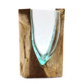 Molton Glass V - shaped Art Vase on WoodMolten Glass on WoodHeart Notes