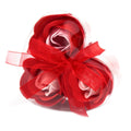 Set of 3 Soap Flower Heart Box - Red RosesLuxury Soap FlowersHeart Notes