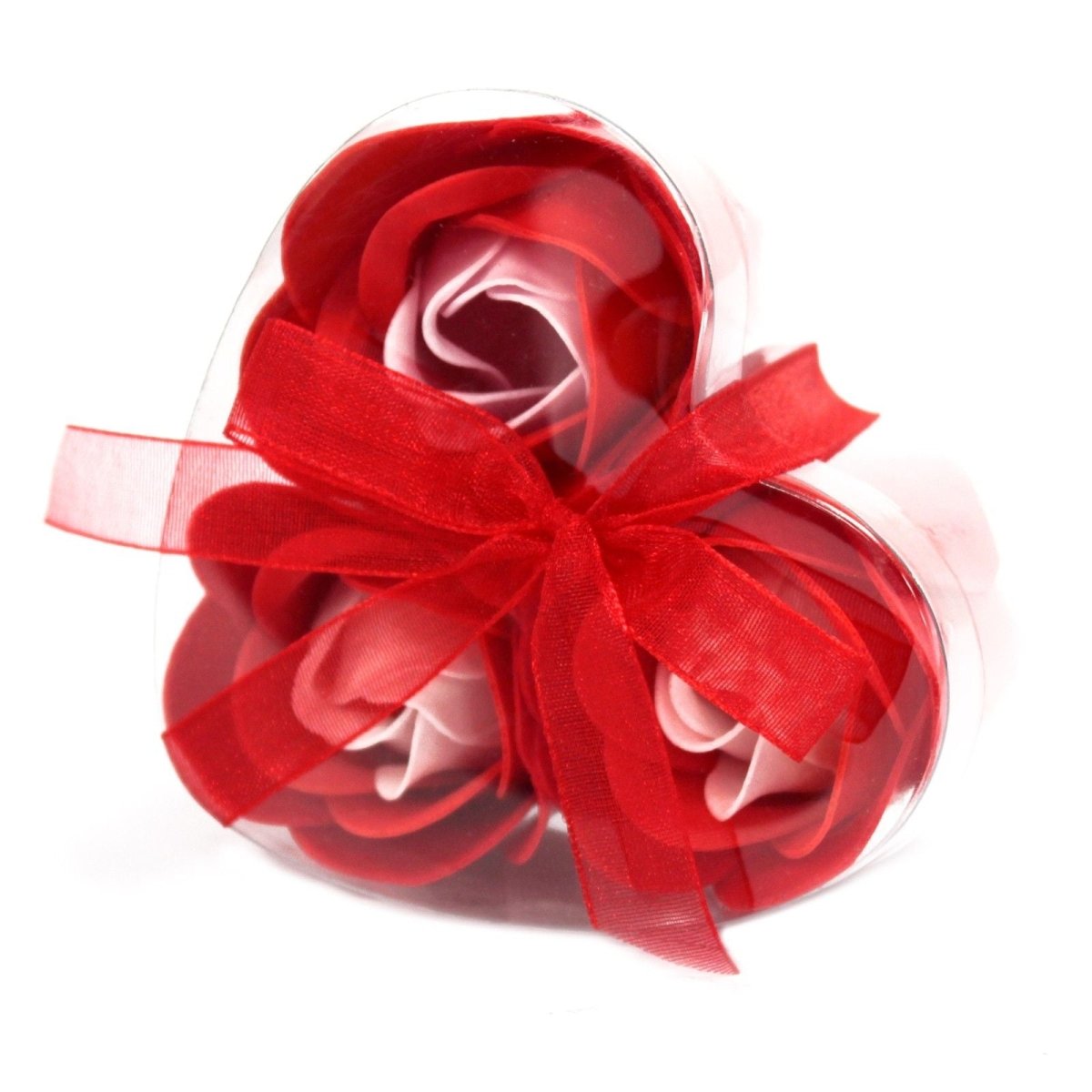 Set of 3 Soap Flower Heart Box - Red RosesLuxury Soap FlowersHeart Notes