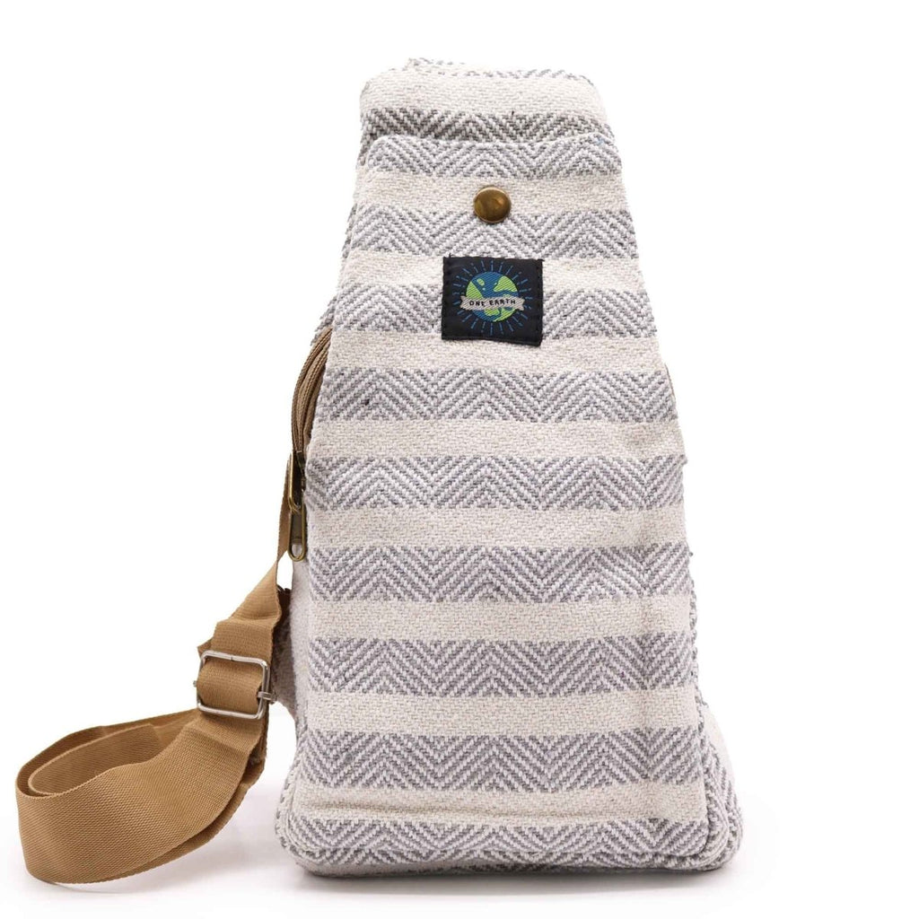 Body Cross Bag Natural Cotton - Grey & WhiteNatural Cotton Cross - Body BagsHeart Notes