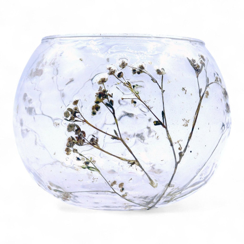 Natural Floral Glass - Bowl Candle Holder - Margarita - (8x10cm)Natural Floral Glass Candle HoldersHeart Notes