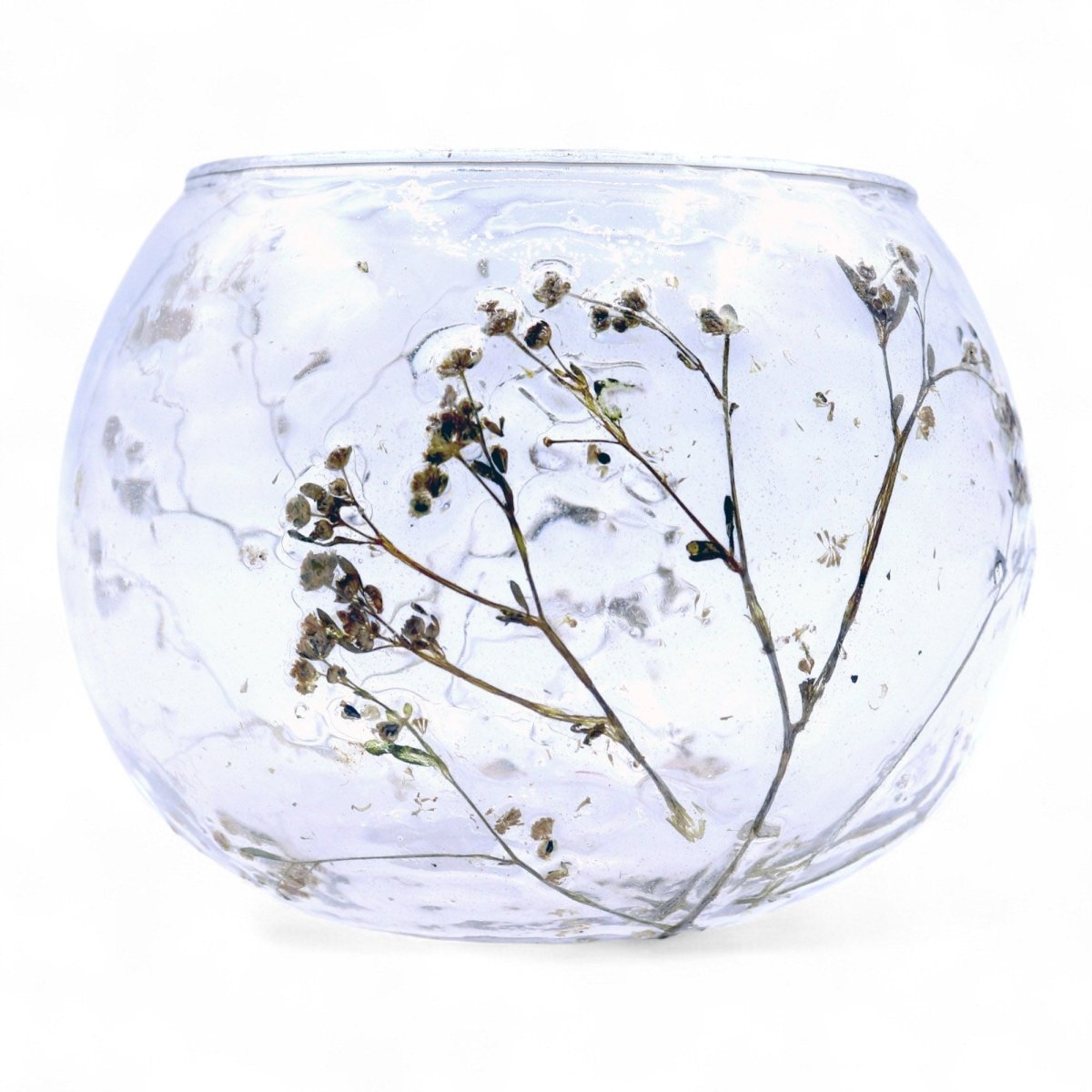Natural Floral Glass - Bowl Candle Holder - Margarita - (8x10cm)Natural Floral Glass Candle HoldersHeart Notes