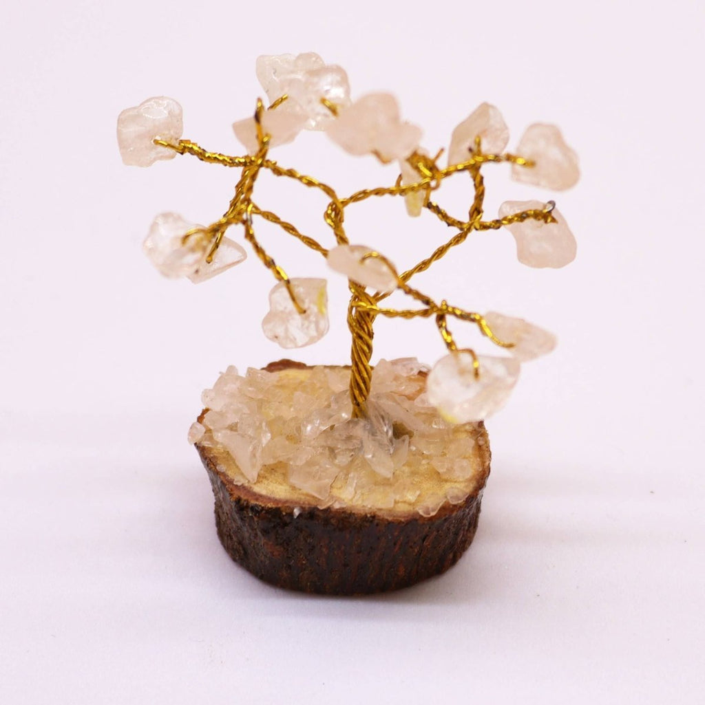 Mini Gemstone Tree On Wood Base - Rock Quartz (15 stones)Mini Gemstone TreesHeart Notes