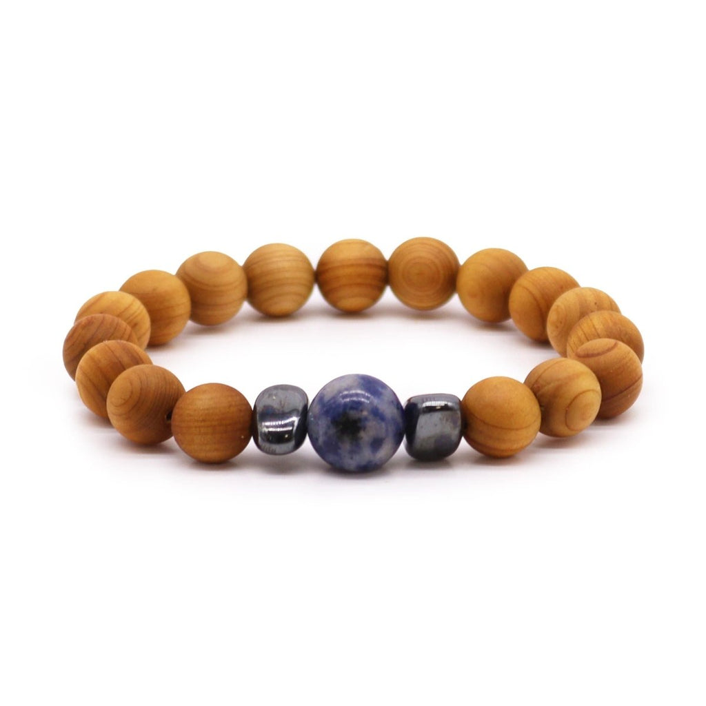 Cedarwood Throat Chakra Bangle with SodaliteCedarwood Chakra BanglesHeart Notes