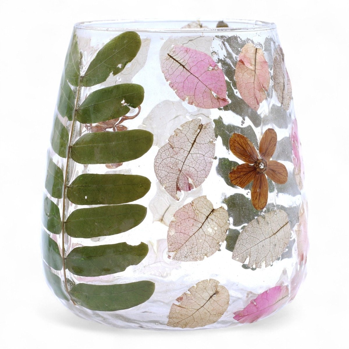 Natural Floral Glass - Vase Candle Holder - Primavera - (12x11cm)Natural Floral Glass Candle HoldersHeart Notes