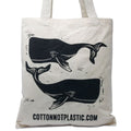 Lrg Natural 6oz Cotton Bag 38x42cm - WHALESVery Simple Eco - Cotton BagsHeart Notes