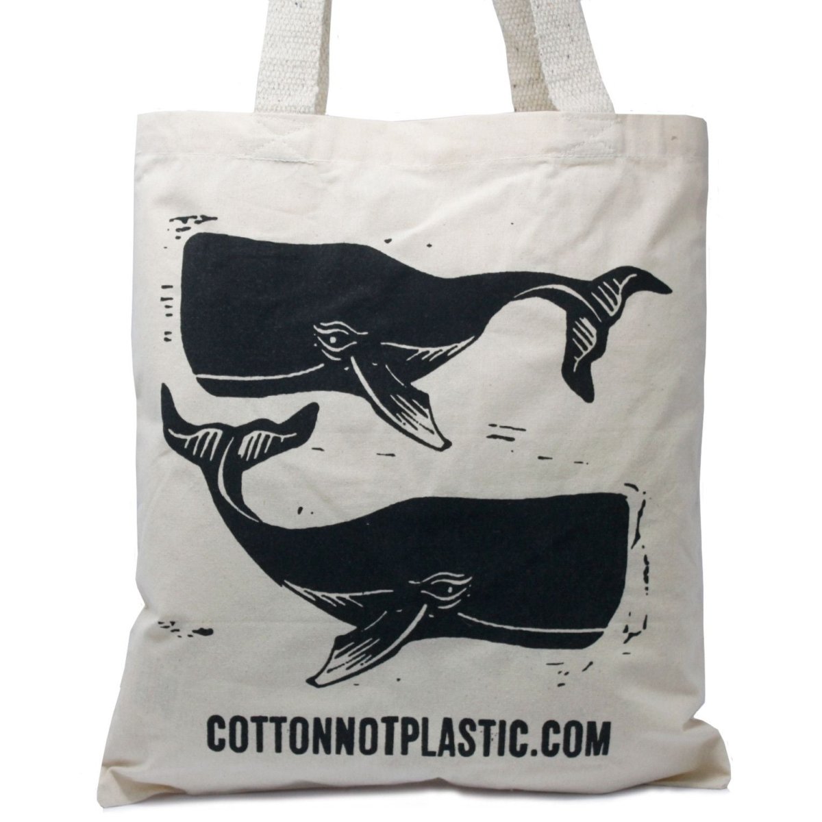 Lrg Natural 6oz Cotton Bag 38x42cm - WHALESVery Simple Eco - Cotton BagsHeart Notes