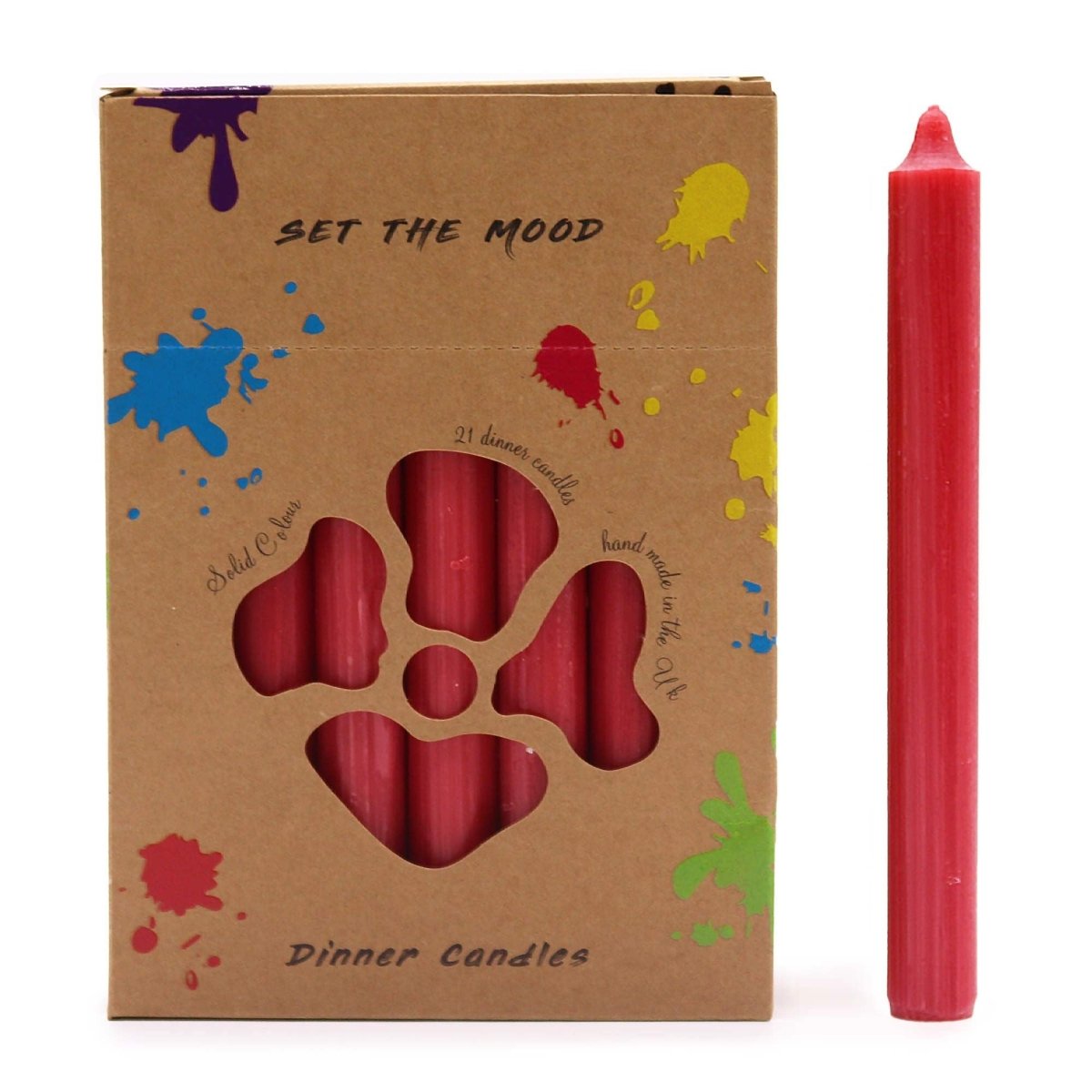 Solid Colour Dinner Candle Set - Pack of 21 - Rustic RedSolid Colour Dinner Candle SetHeart Notes